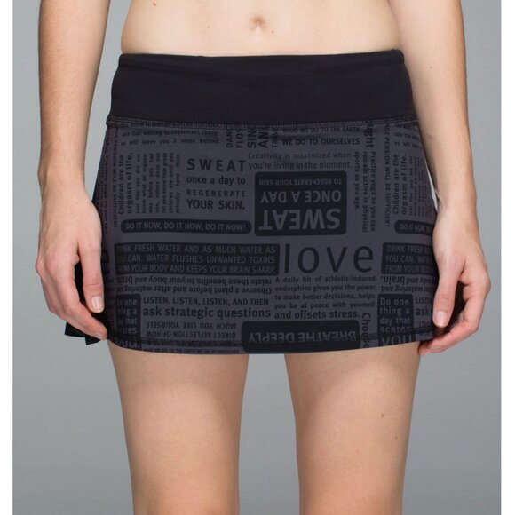 Lululemon Pace Setter Skirt Classic Manifesto Deep Coal Black / Black 2 - Picture 2 of 10